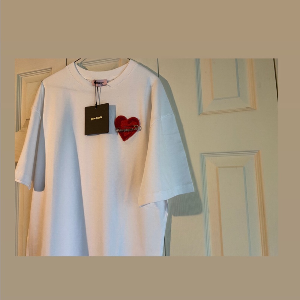 Palm Angels Heart Pin Tee-WHITE